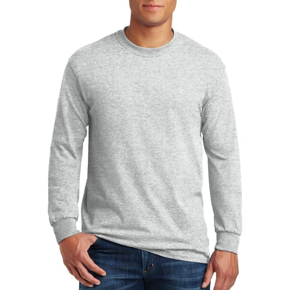 NWOT Lands' End Men's XXL Super-T Long-Sleeve T-Shirt Gray Heather 100% Cotton